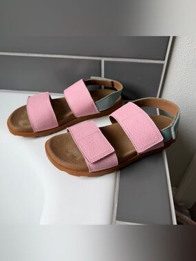Camper Kids Pink and Green Adjustable Strap Sandals